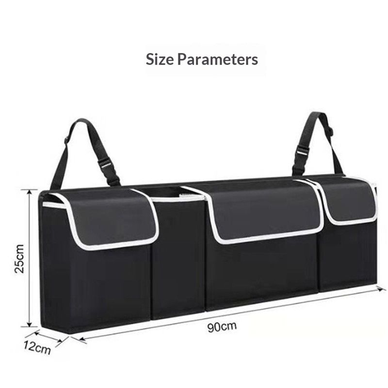 Backseat Trunk Organizer for Car - Durable Trunk Hanging Storage Bag with 4 Large Storage Pocket & 3 V1192-AZ-W-3084