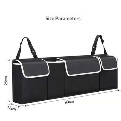 Backseat Trunk Organizer for Car - Durable Trunk Hanging Storage Bag with 4 Large Storage Pocket & 3 V1192-AZ-W-3084