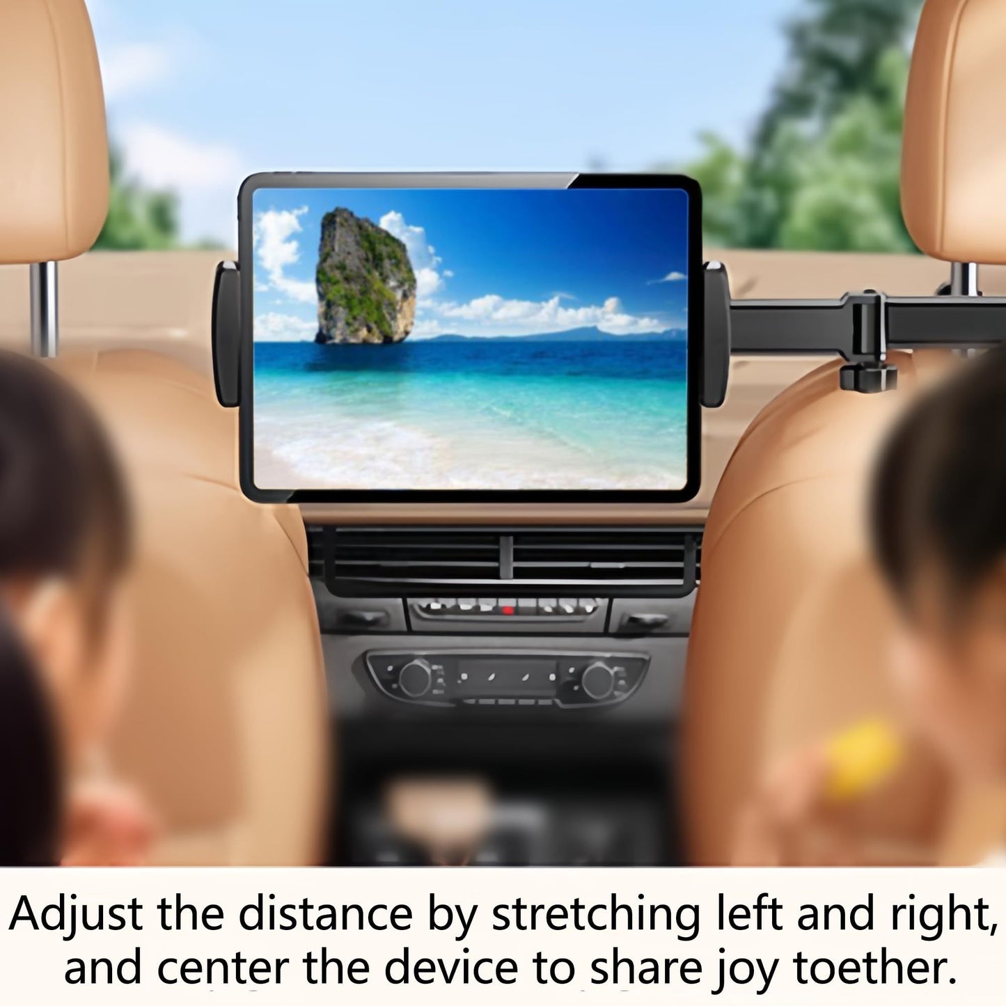 Car Headrest Mount for Tablets & Smartphones - 360 Rotatable, Adjustable Car Essential for Road Trip (Single V1192-AZ-W-3085