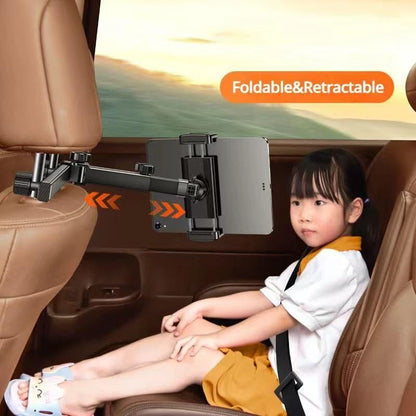 Car Headrest Mount for Tablets & Smartphones - 360 Rotatable, Adjustable Car Essential for Road Trip (Single V1192-AZ-W-3085