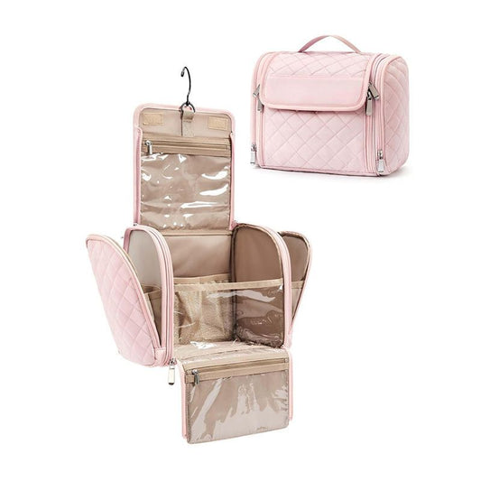 Makeup Bag for Women with Hanging Hook, Large Portable Capacity Water-resistant Organizer Travel Case for V1192-AZ-W-3090