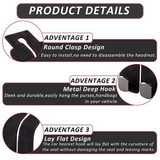 4 pack Car Hooks, Headrest Hook for Car, Car Seat Hooks for Purses and Bags,Purse Hooks fits Car Seat V1192-AZ-W-3091