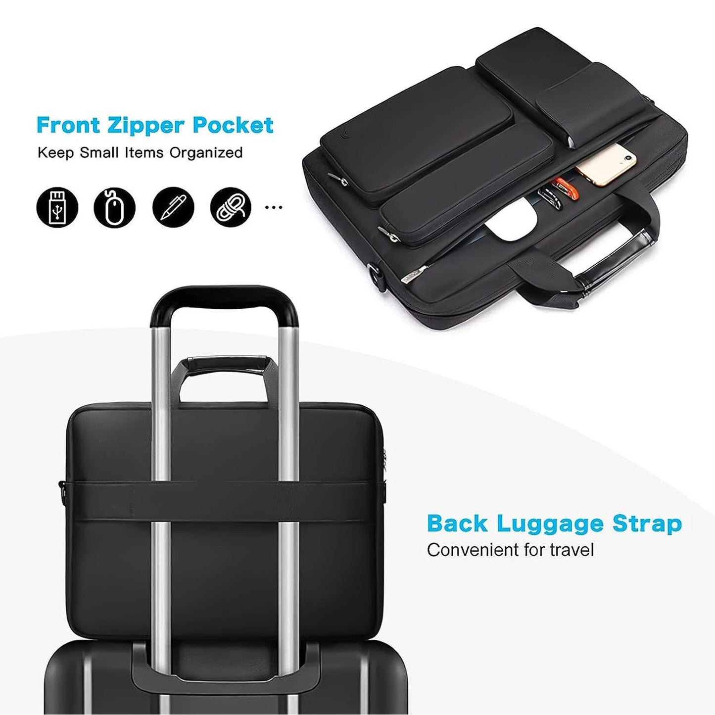 Protective Laptop Case 13 inch Laptop Sleeve, Open Bag with 2 Raised&1 Flapover&1 Handle&Belt, Laptop Case V1192-AZ-W-3095