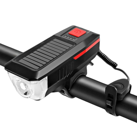 Bike Horn Headlight Solar/USB Dual Charging Bike Horn Light High Brightness Bike Headlight Waterproof Bike V1192-AZ-W-3096