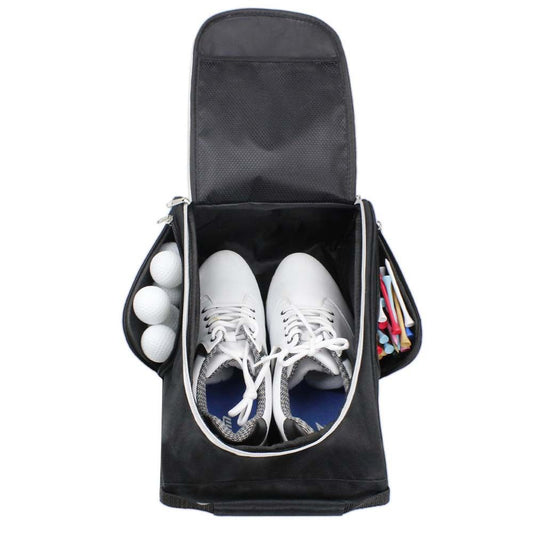 Golf Shoe Bag for Travel Zippered Sport Shoe Carrier Bags with Side Accessory Pockets for Socks, Tees, Golf V1192-AZ-W-3097