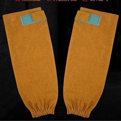 Leather Welding Work Sleeves for Men&Women - Heat&Flame Resistant Arm Protection with Stitching and Cotton V1192-AZ-W-3101