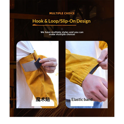 Leather Welding Work Sleeves for Men&Women - Heat&Flame Resistant Arm Protection with Stitching and Cotton V1192-AZ-W-3101