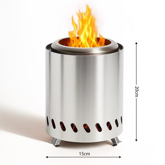 Portable Table Top Fire Pit with Stand, 8.5" Stainless Steel Mini Outdoor Low Smoke Burning Tabletop Firepit V1192-AZ-W-3104