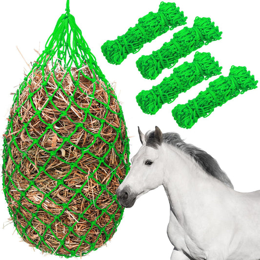 4 Pcs Hay Bags for Horses 40 Inch Slow Feed Hay Nets Bag for Horses Goats Sheep Oxford Hanging Feeder Feeding V1192-AZ-W-3105