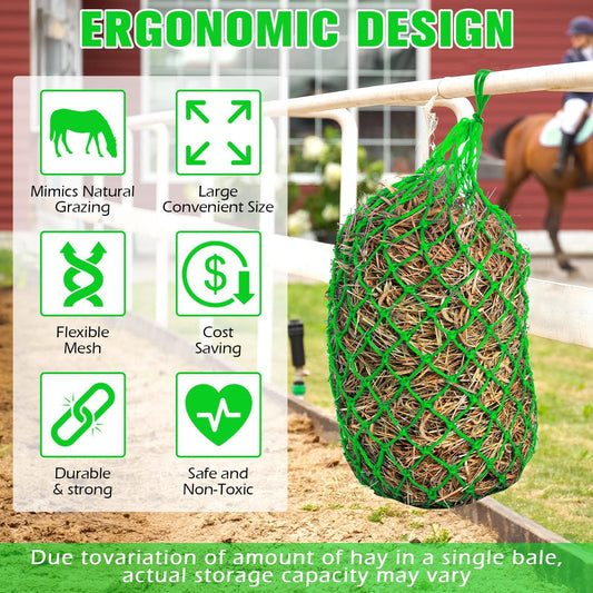 4 Pcs Hay Bags for Horses 40 Inch Slow Feed Hay Nets Bag for Horses Goats Sheep Oxford Hanging Feeder Feeding V1192-AZ-W-3105