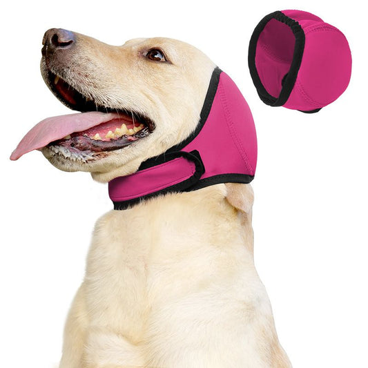 Dog Ear Muffs & No Shake Ear Wrap for Hematoma, Bathing, Drying,Swim& Noise Anxiety Relief - Elastic V1192-AZ-W-3107