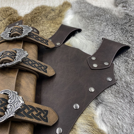 Medieval Faux Leather Sword Frog, Vintage Middle Ages Sword Holster, Mercenary Knight Adjustable Dagger V1192-AZ-W-3122