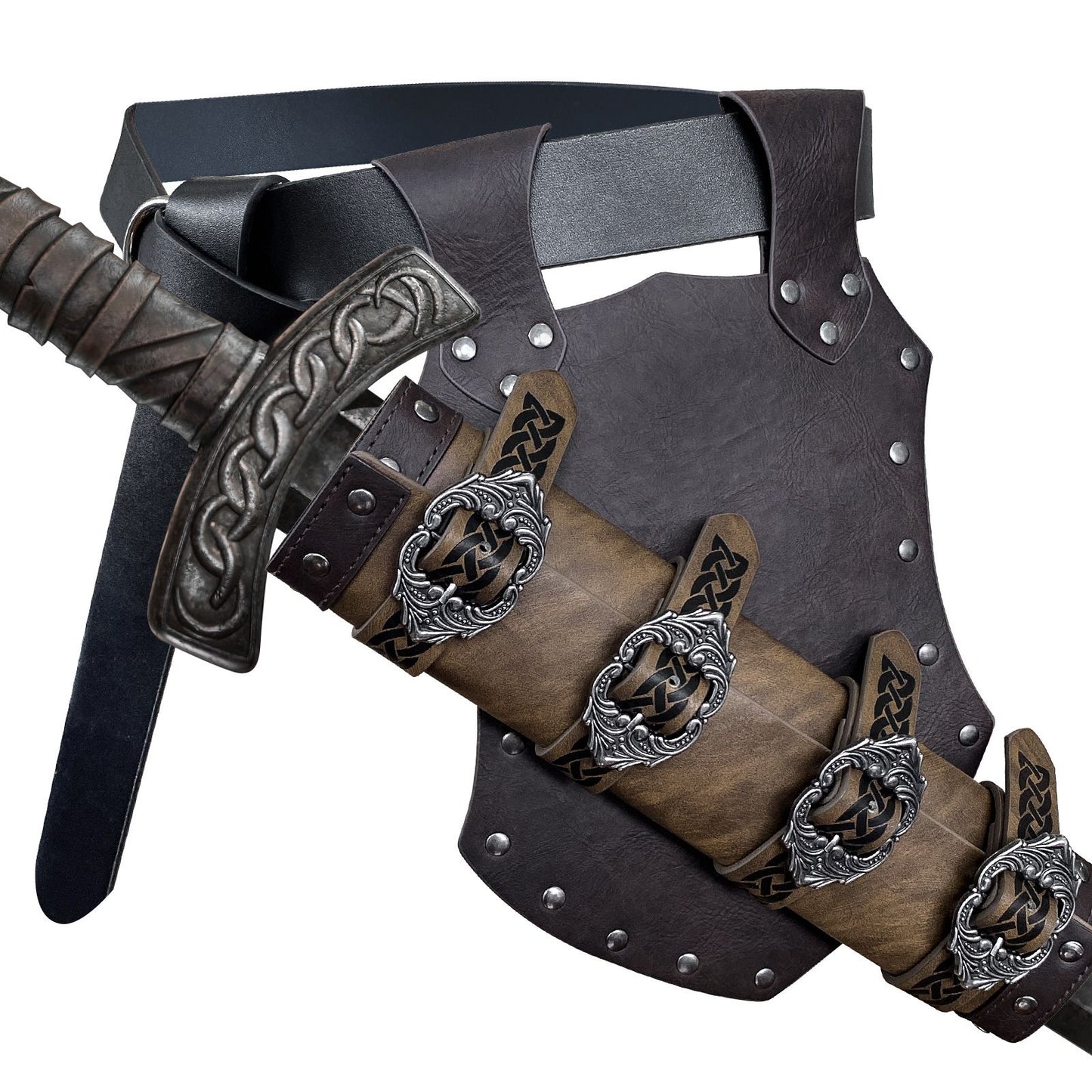 Medieval Faux Leather Sword Frog, Vintage Middle Ages Sword Holster, Mercenary Knight Adjustable Dagger V1192-AZ-W-3122