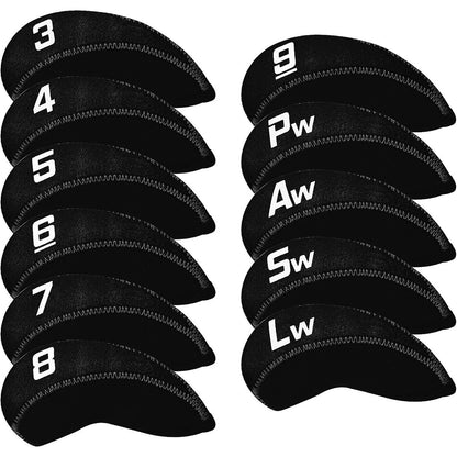 Golf 11pcs/Set Neoprene Iron Headcover Set Flag Golf Club Protector black Golf Club Protector V1192-AZ-W-3126