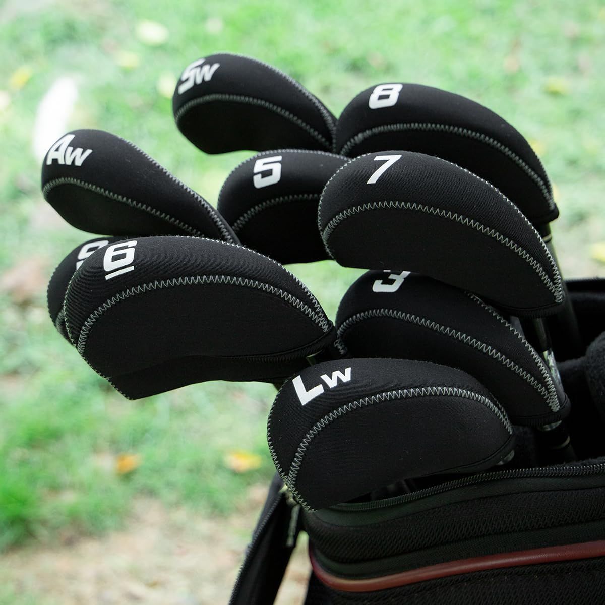 Golf 11pcs/Set Neoprene Iron Headcover Set Flag Golf Club Protector black Golf Club Protector V1192-AZ-W-3126