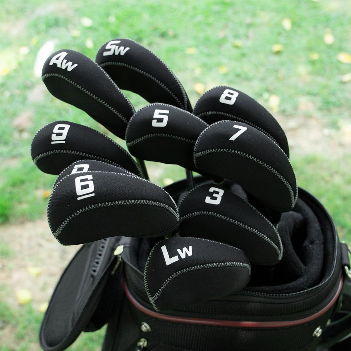 Golf 11pcs/Set Neoprene Iron Headcover Set Flag Golf Club Protector black Golf Club Protector V1192-AZ-W-3126