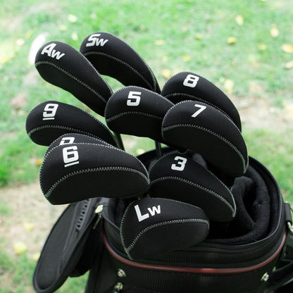 Golf 11pcs/Set Neoprene Iron Headcover Set Flag Golf Club Protector black Golf Club Protector V1192-AZ-W-3126