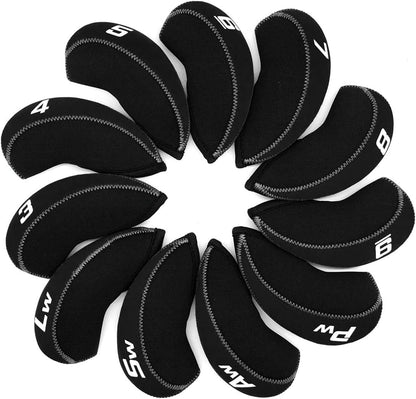 Golf 11pcs/Set Neoprene Iron Headcover Set Flag Golf Club Protector black Golf Club Protector V1192-AZ-W-3126