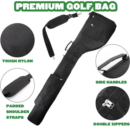 Big Teeth Golf Sunday Bag, Small Golf Bag Lightweight, Golf Bag for A Few Clubs Driving Range, Practice with V1192-AZ-W-3127