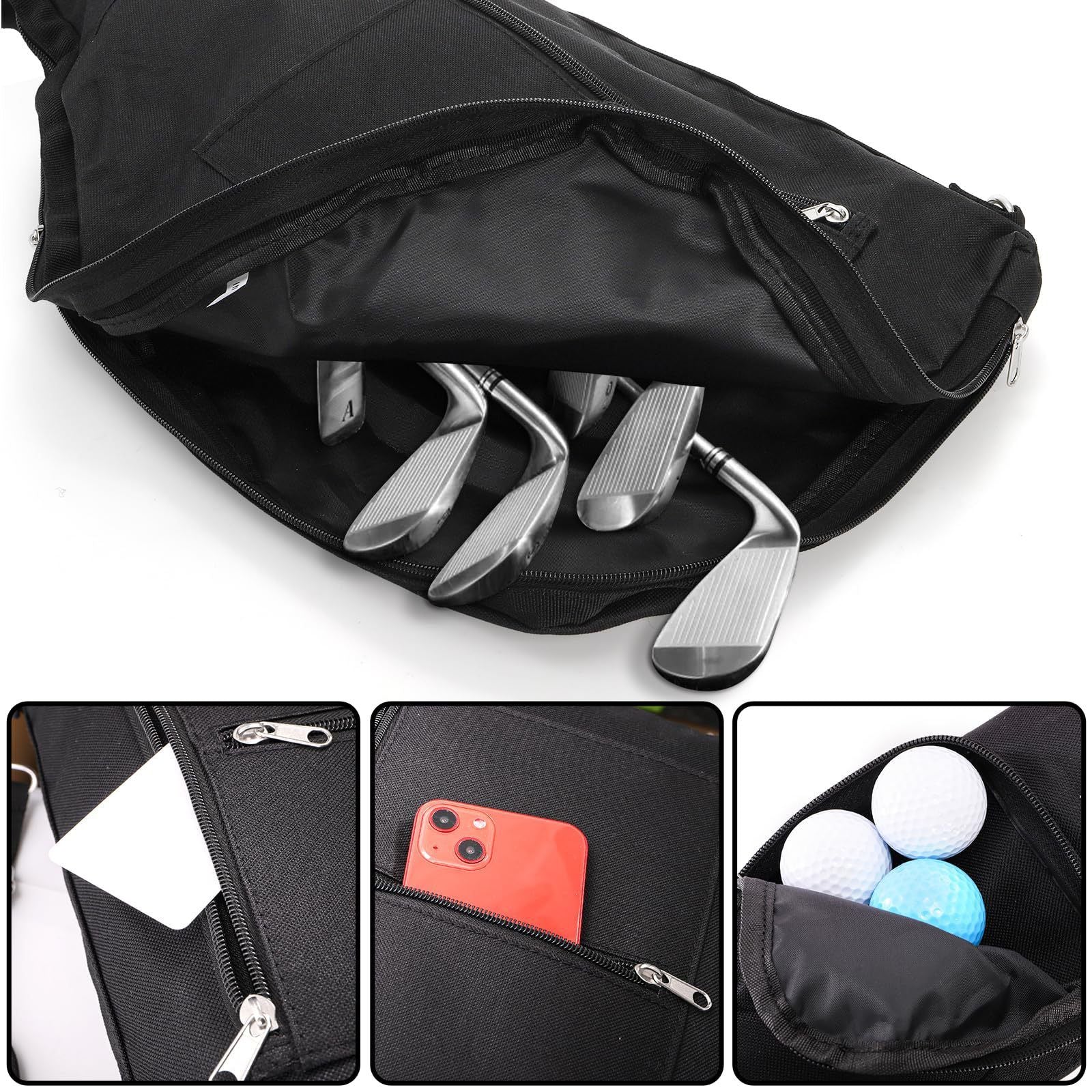 Big Teeth Golf Sunday Bag, Small Golf Bag Lightweight, Golf Bag for A Few Clubs Driving Range, Practice with V1192-AZ-W-3127