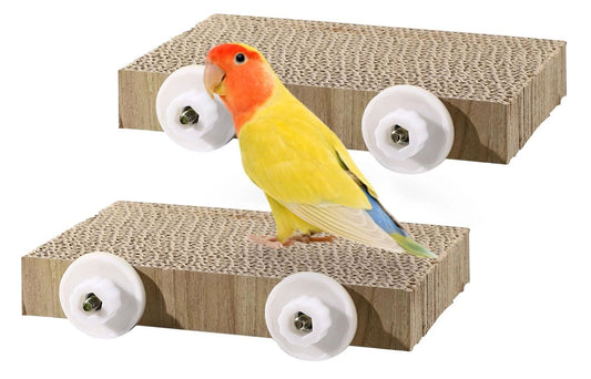 2 Pieces Bird Chew Toy Parrot Cage Perch Cardboard Platform Bird Paw Grinding Stand Parrot Cage Playground V1192-AZ-W-3129