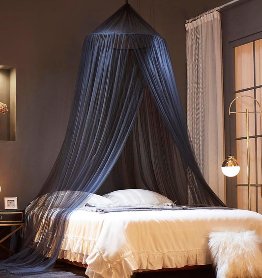 Black Canopy Bed Curtains - Netting Room Decor, Ceiling Tent, Canopy for Single, Twin, Full, Kids Bed V1192-AZ-W-3139