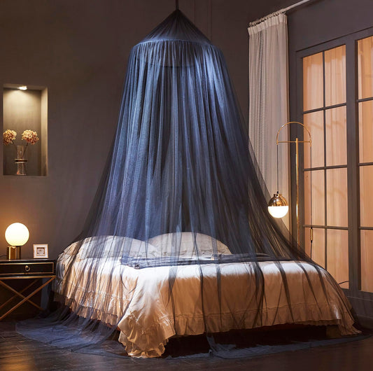 Black Canopy Bed Curtains - Netting Room Decor, Ceiling Tent, Canopy for Single, Twin, Full, Kids Bed V1192-AZ-W-3139