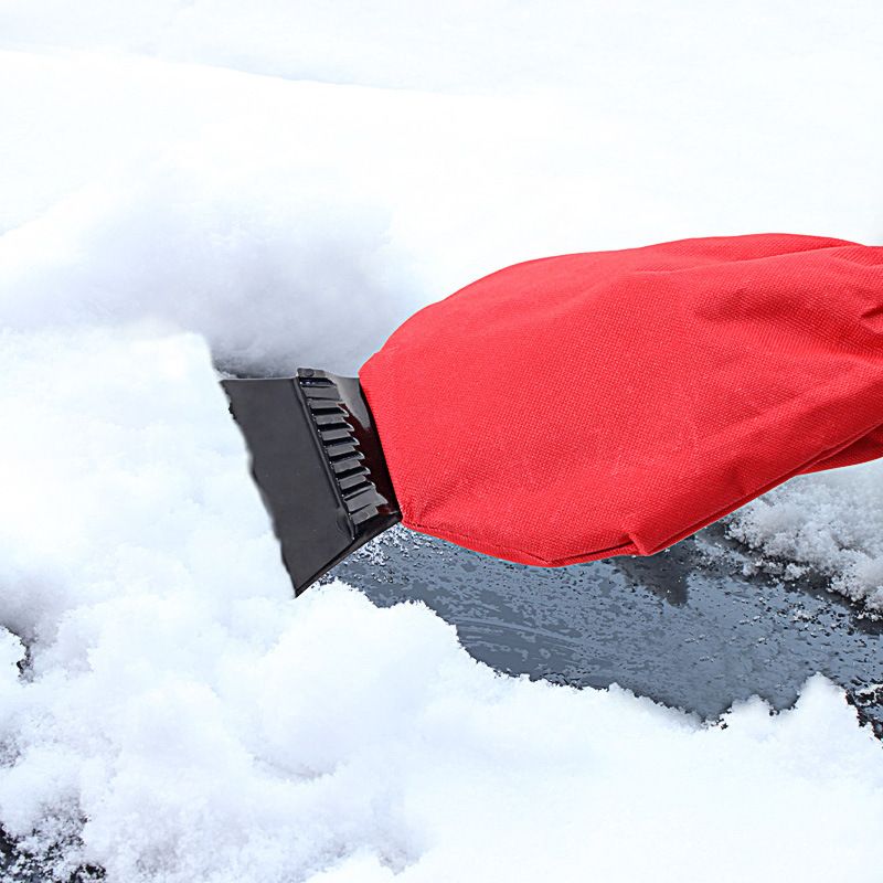 Waterproof Ice Scraper Mitten Snow Remover Glove with Lined of Thick Fleece for Car Windshield Shovel V1192-AZ-W-3140