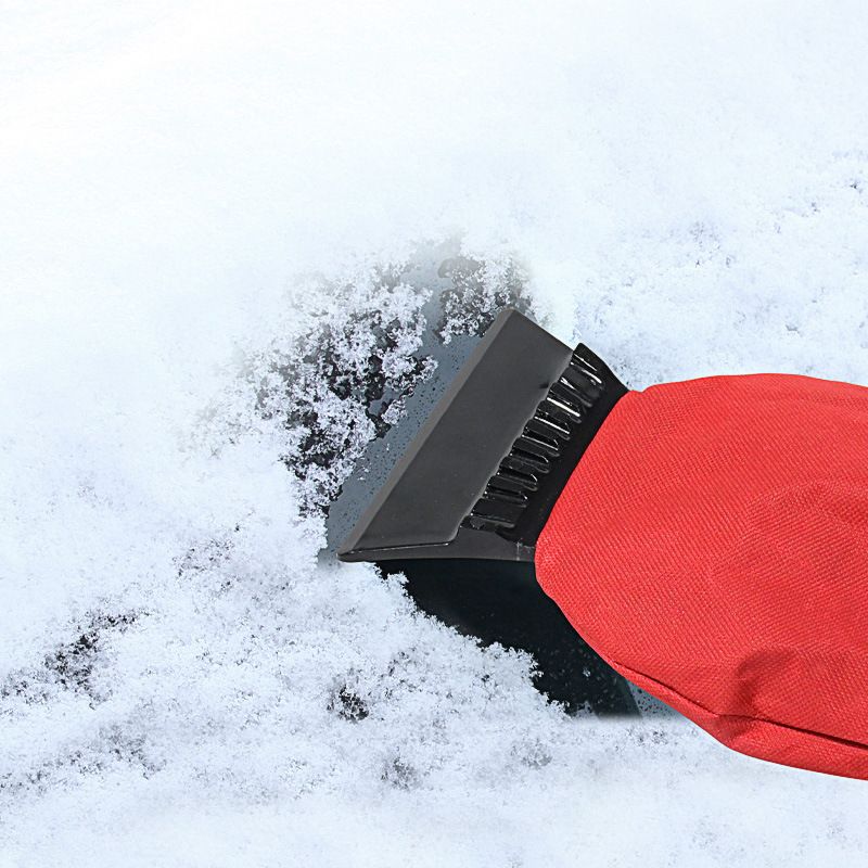 Waterproof Ice Scraper Mitten Snow Remover Glove with Lined of Thick Fleece for Car Windshield Shovel V1192-AZ-W-3140