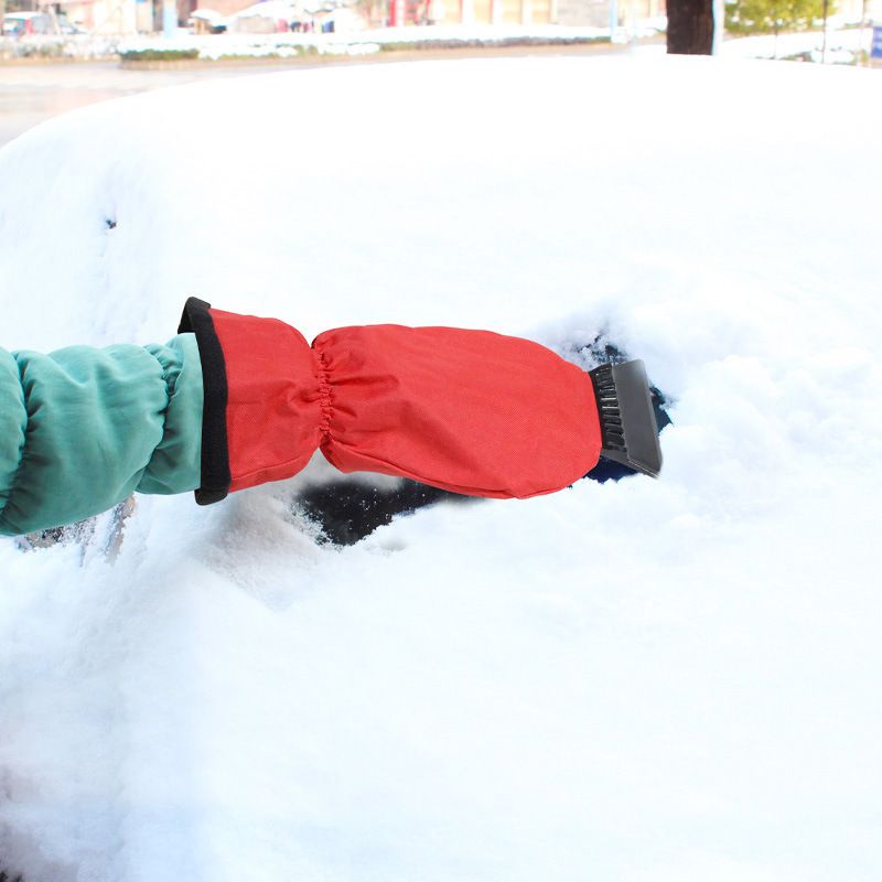 Waterproof Ice Scraper Mitten Snow Remover Glove with Lined of Thick Fleece for Car Windshield Shovel V1192-AZ-W-3140
