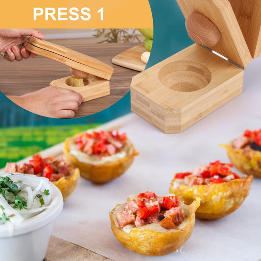 Wooden Tostonera Plantain Press Banana Smasher Maker Green Plantain's Wood Press 2 in 1 Wooden Crispy Green V1192-AZ-W-3141