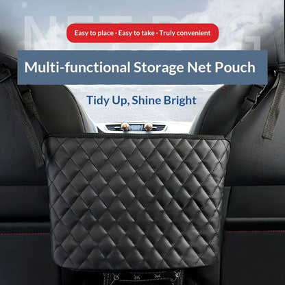 Car Purse Holder - Durable Leather Seat Back Organizer, Front Seat Storage Barrier, Pet & Kids Driver Storage V1192-AZ-W-3142