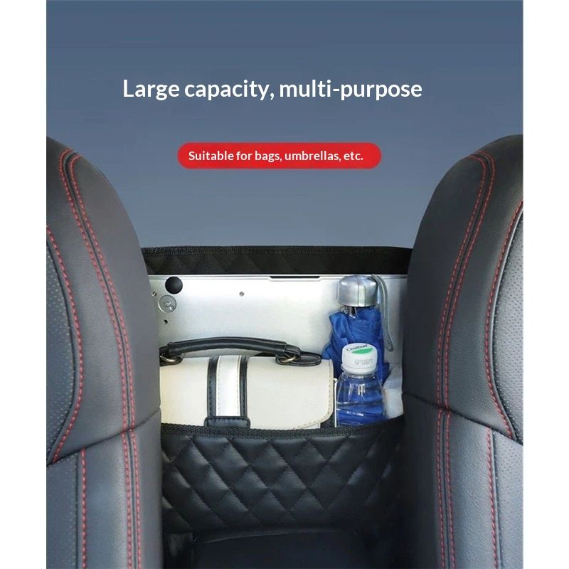 Car Purse Holder - Durable Leather Seat Back Organizer, Front Seat Storage Barrier, Pet & Kids Driver Storage V1192-AZ-W-3142
