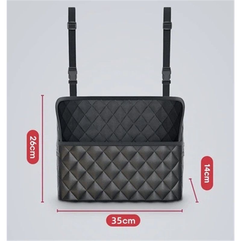 Car Purse Holder - Durable Leather Seat Back Organizer, Front Seat Storage Barrier, Pet & Kids Driver Storage V1192-AZ-W-3142