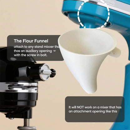 Flour Funnel for Kitchen Aid Mixer, Mess Free Guided Pouring, Easy Clean Durable Accessory for Baking and V1192-AZ-W-3150