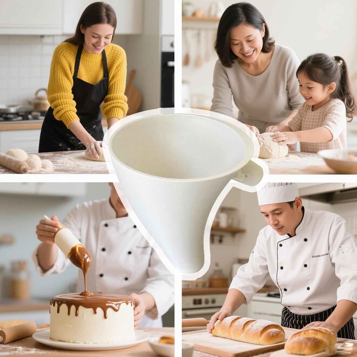 Flour Funnel for Kitchen Aid Mixer, Mess Free Guided Pouring, Easy Clean Durable Accessory for Baking and V1192-AZ-W-3150