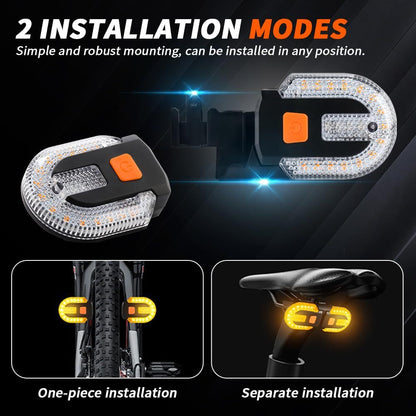 4Pcs Turn Signals for Bicycles with Alarm, USB Charging Remote Control Split/Integrated Bike Tail Light Rear V1192-AZ-W-3164