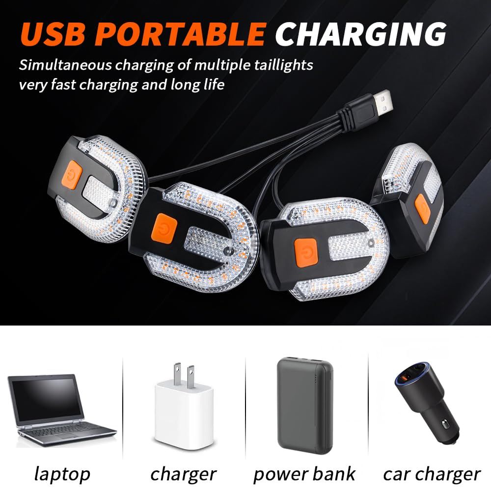 4Pcs Turn Signals for Bicycles with Alarm, USB Charging Remote Control Split/Integrated Bike Tail Light Rear V1192-AZ-W-3164