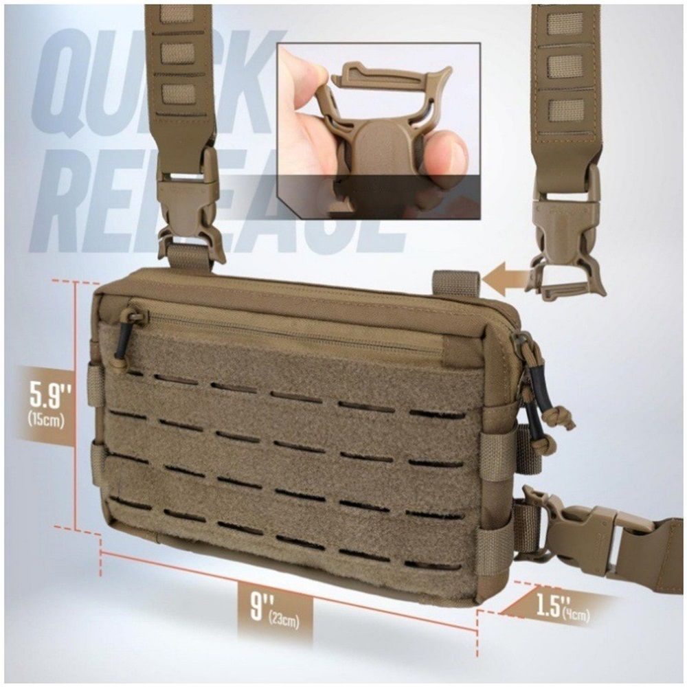 Chest Rig Pack for Men, Running Chest Bag with Front Loop Recon Chest Rigs for Hunting Outdoor 9 x 5.9 x 1.5 V1192-AZ-W-3171
