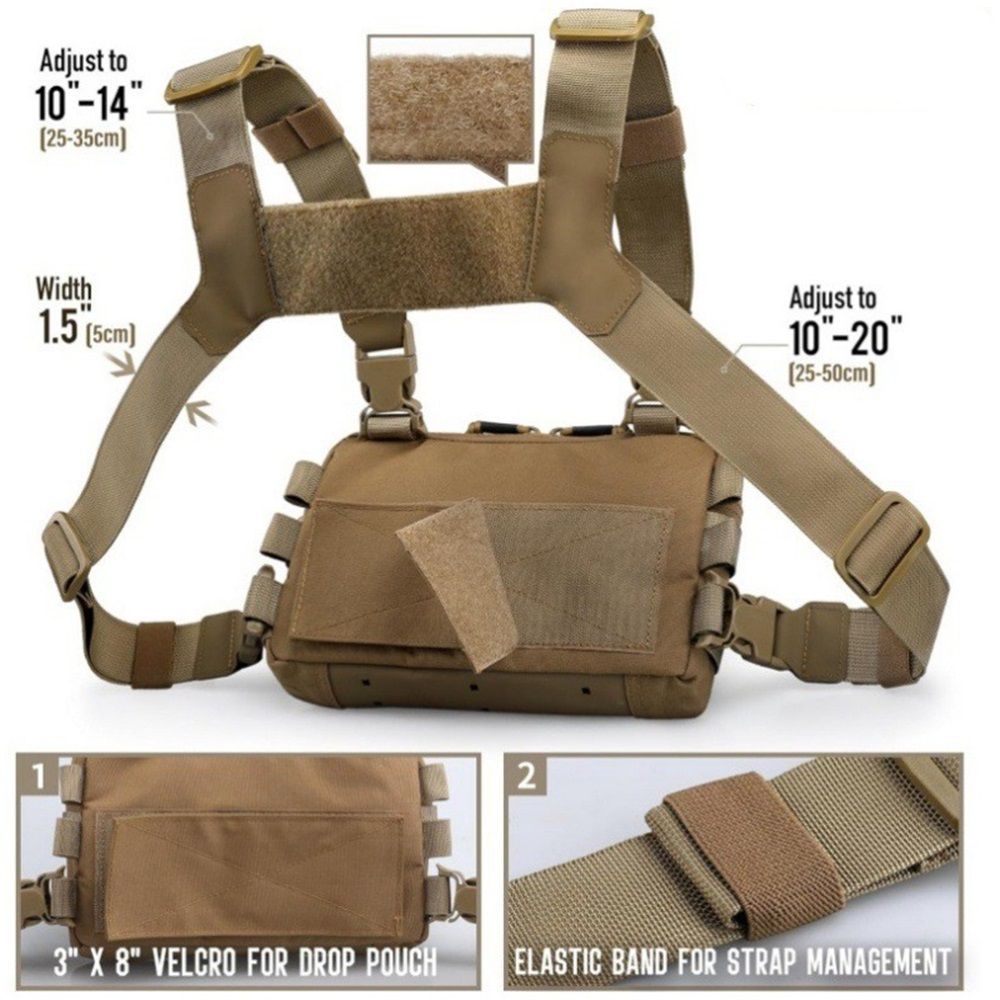 Chest Rig Pack for Men, Running Chest Bag with Front Loop Recon Chest Rigs for Hunting Outdoor 9 x 5.9 x 1.5 V1192-AZ-W-3171