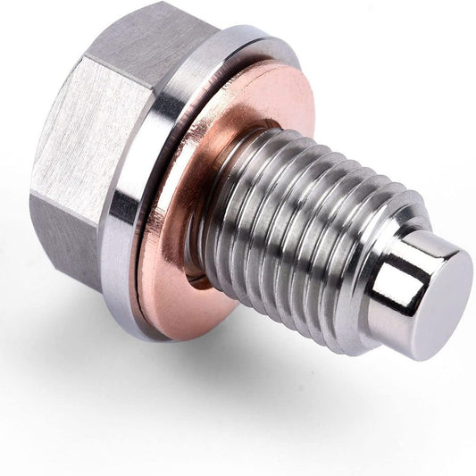 M16 x1.5 Magnetic Oil Drain Plug Stainless Steel Oil Pan Drain Bolt Replacement , Mini 1pcs Crush Washer V1192-AZ-W-3175