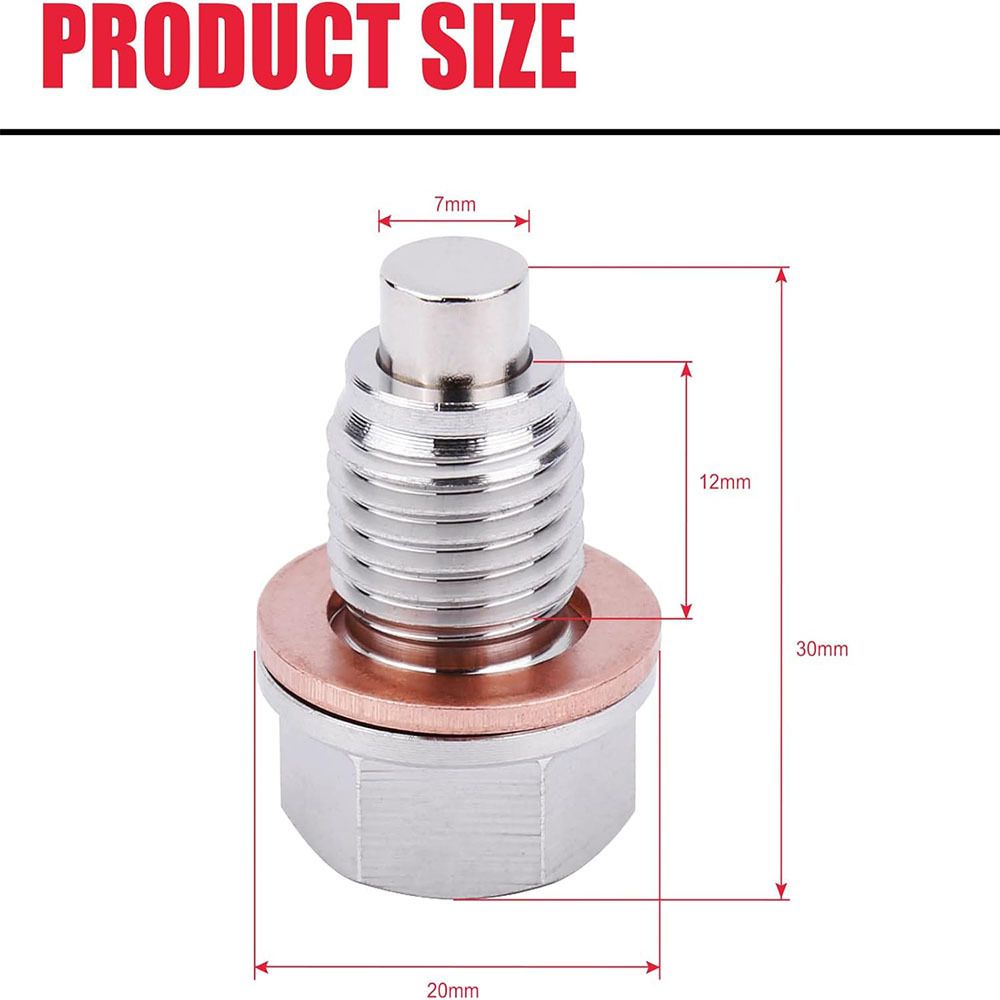 M16 x1.5 Magnetic Oil Drain Plug Stainless Steel Oil Pan Drain Bolt Replacement , Mini 1pcs Crush Washer V1192-AZ-W-3175