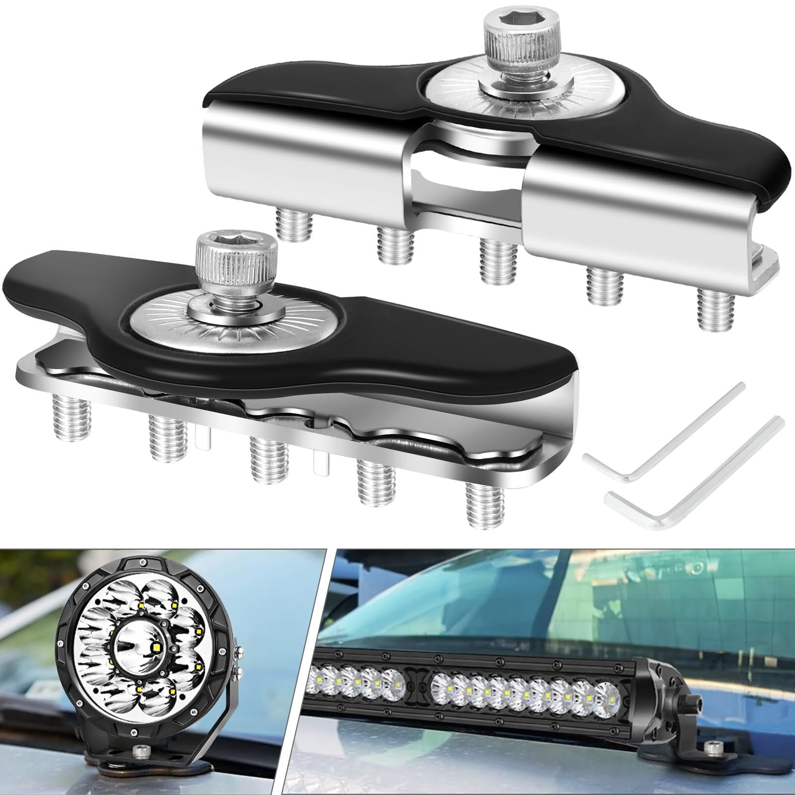 Led Light Bar Mounting Brackets 2pcs Universal Hood Led Work Light led Pods Mount Bracket Clamp Holder for V1192-AZ-W-3176