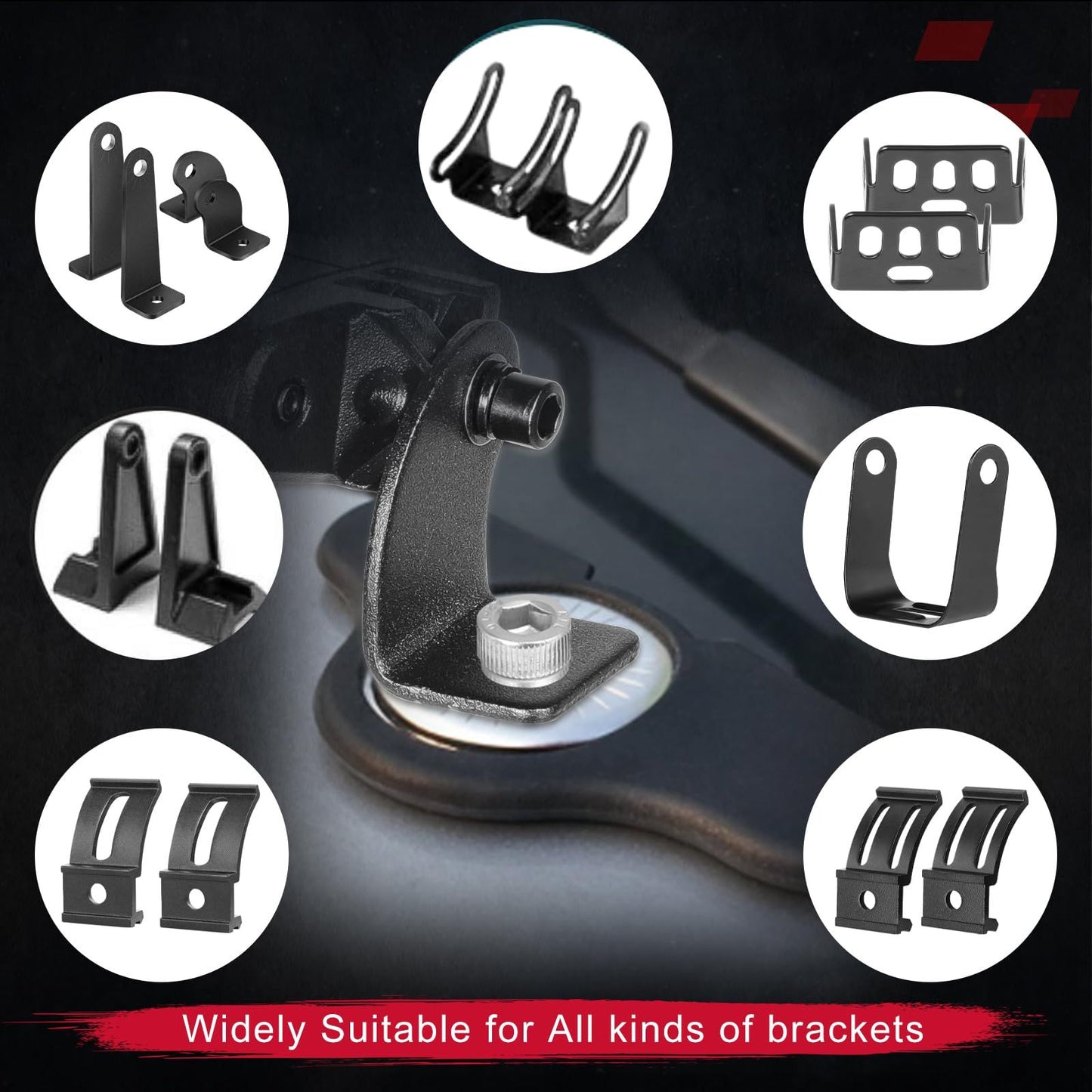 Led Light Bar Mounting Brackets 2pcs Universal Hood Led Work Light led Pods Mount Bracket Clamp Holder for V1192-AZ-W-3176