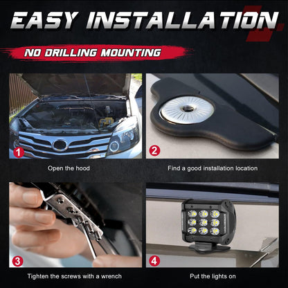 Led Light Bar Mounting Brackets 2pcs Universal Hood Led Work Light led Pods Mount Bracket Clamp Holder for V1192-AZ-W-3176