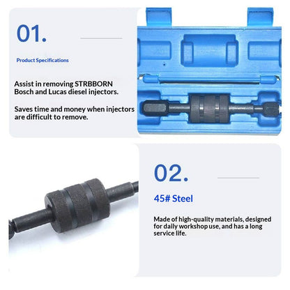 Diesel Injector Puller Tool with Slide Hammer, Common Rail Injector Remover w/ M8, M12, M14 Thread Adapter V1192-AZ-W-3179