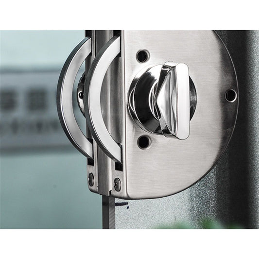Glass Door Lock with Stainless Steel Double Bolts Swing Push, Double Sliding Security Door Lock Thick Glass V1192-AZ-W-3182