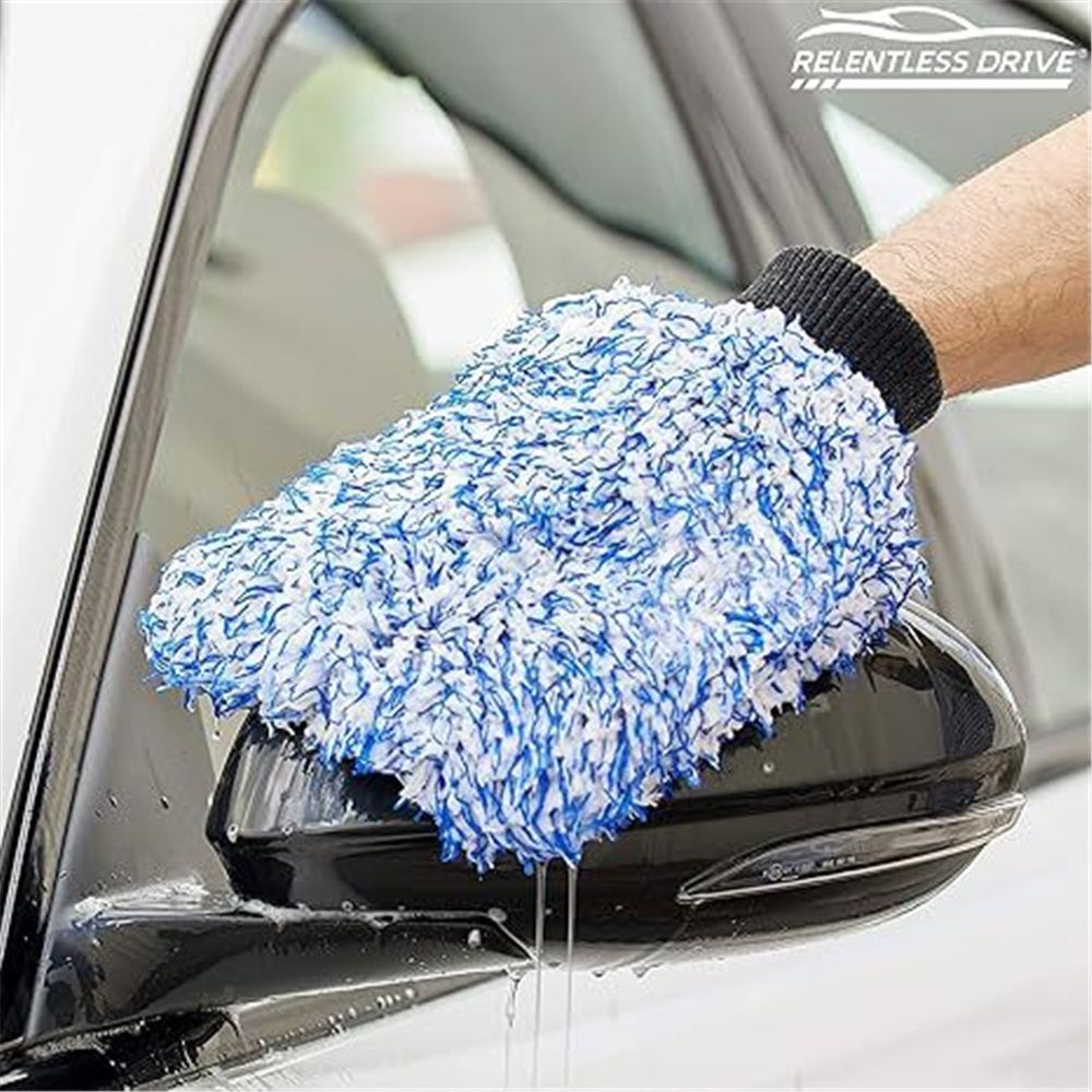 Blend Microfiber, Foam Padding, Scratch-Free, Lint-Free, Great for Rinseless Washing, Blue + Black (2-Pack) V1192-AZ-W-3185