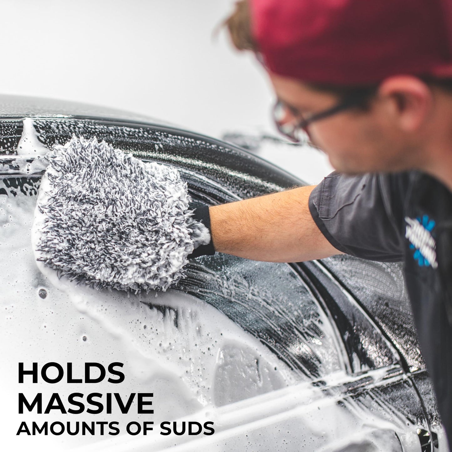 Blend Microfiber, Foam Padding, Scratch-Free, Lint-Free, Great for Rinseless Washing, Blue + Black (2-Pack) V1192-AZ-W-3185