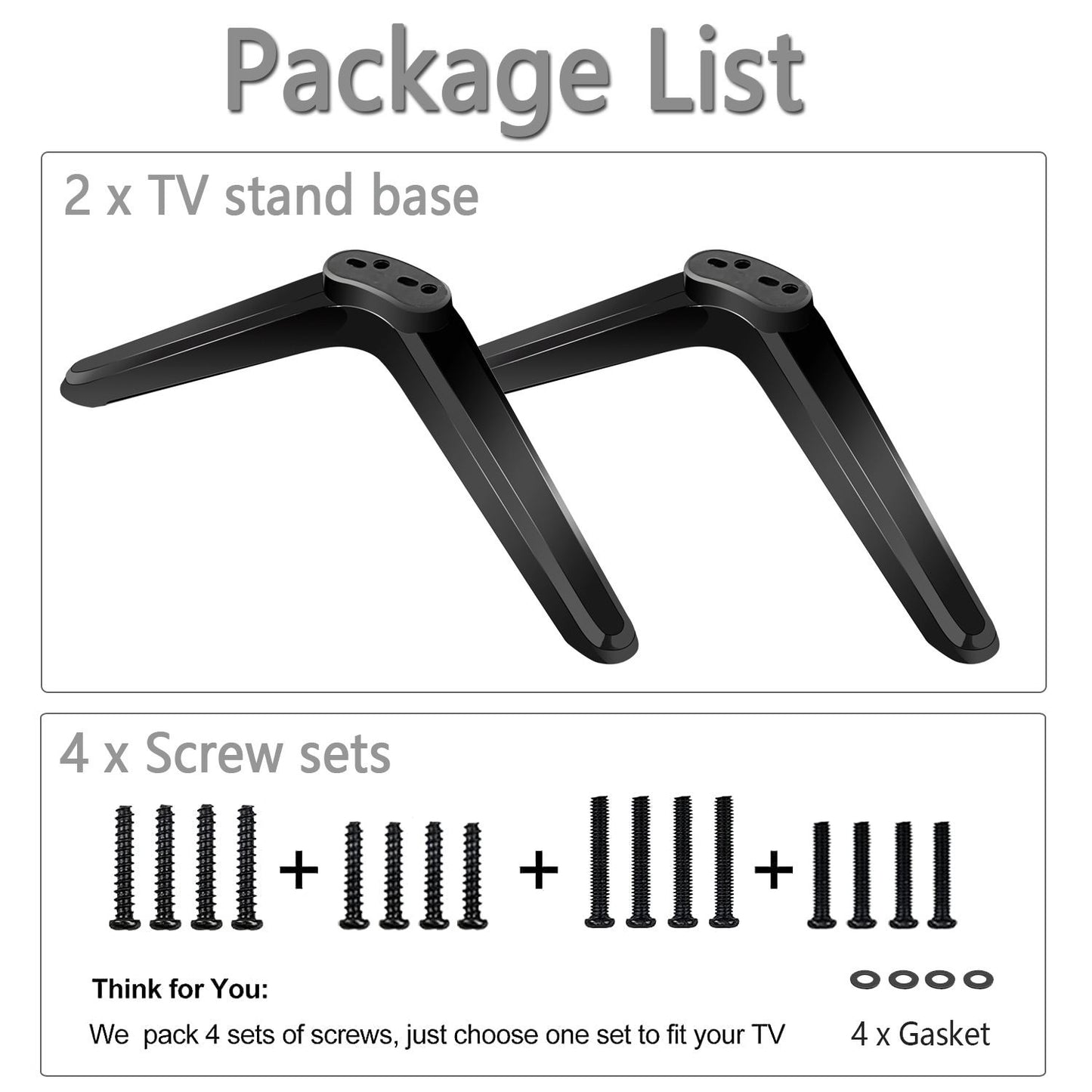 TV Stand Legs for Smart Tv with Screws, Please Check TV Models Before Purchase TV Stand Legs Replacement, V1192-AZ-W-3186